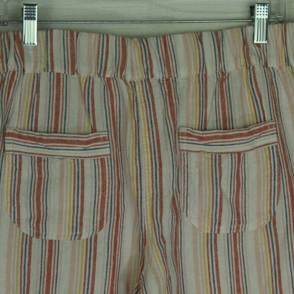 Per Se Linen Blend Pants   Cropped Capri  Crinkle Striped  Pull-On - Picture 2 of 7